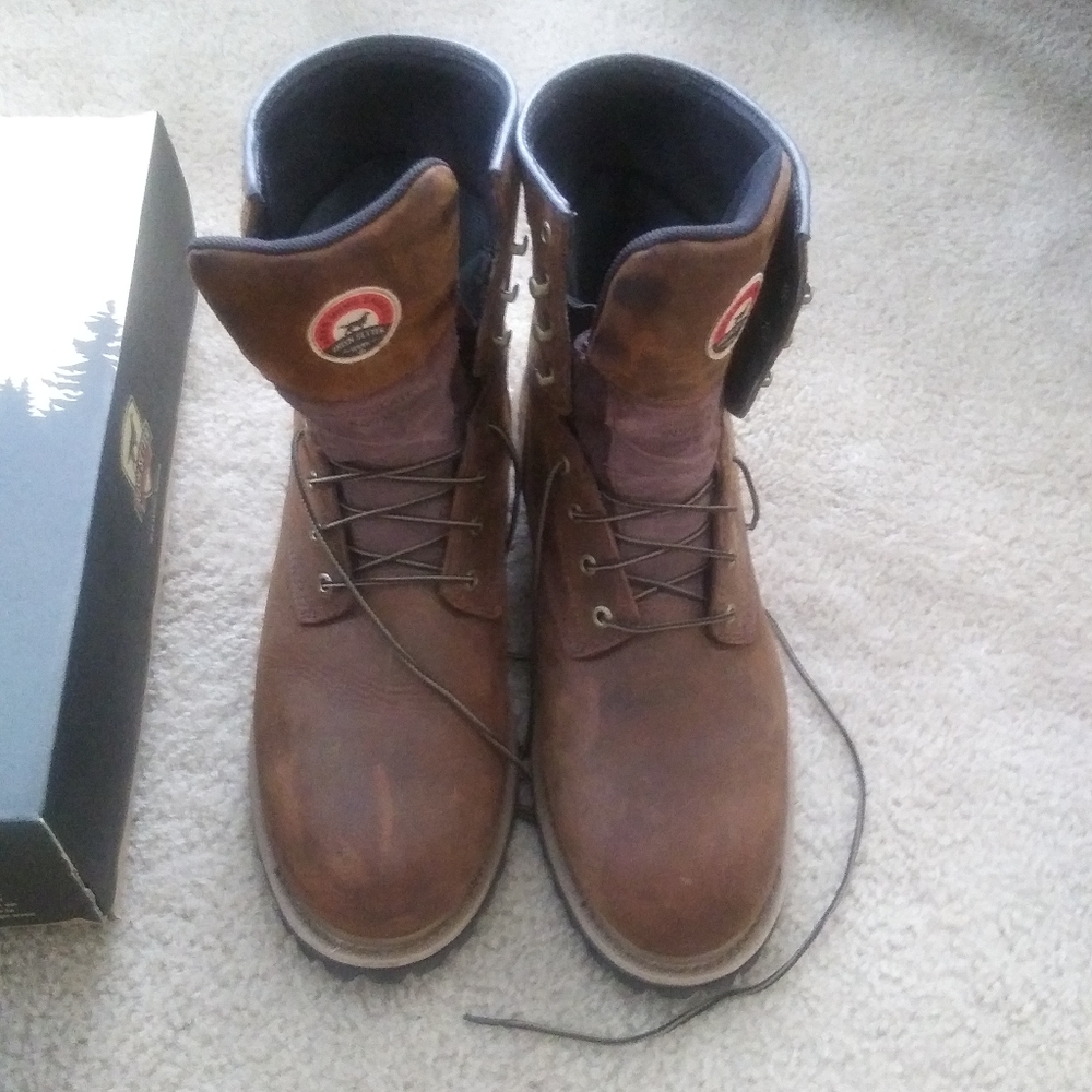 Men's Red Wing steel toe boots.